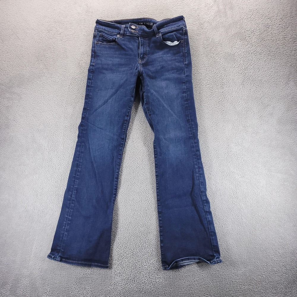 American Eagle Jeans Womens 10 Blue Kick Boot Bootcut Mid Rise Stretch Denim